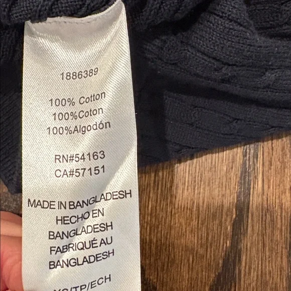 Tommy Hilfiger Women’s Navy Cable Knit Cotton Sweater Size XS - Picture 6 of 6